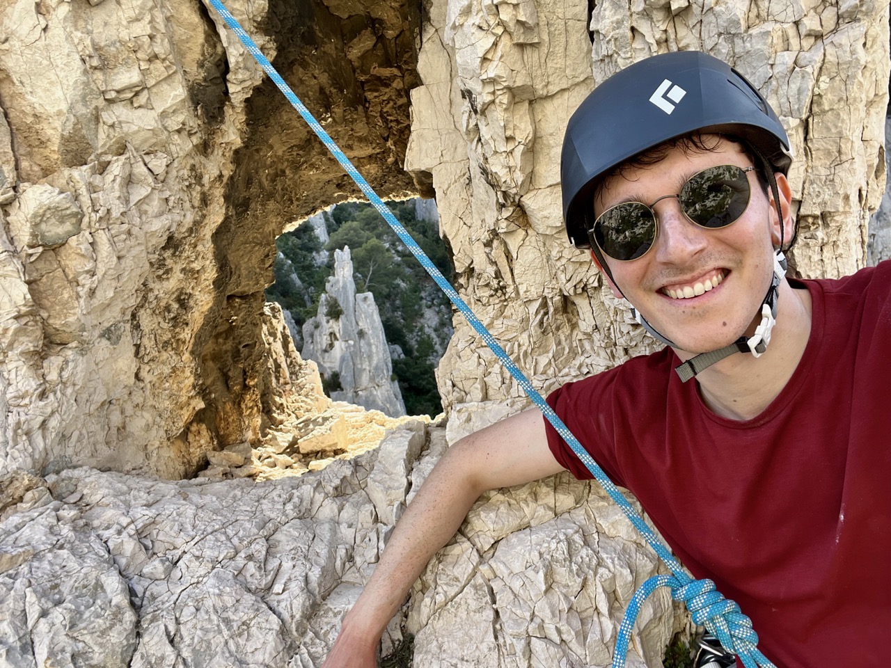 Looking through the eye of the Grande Aiguille.
