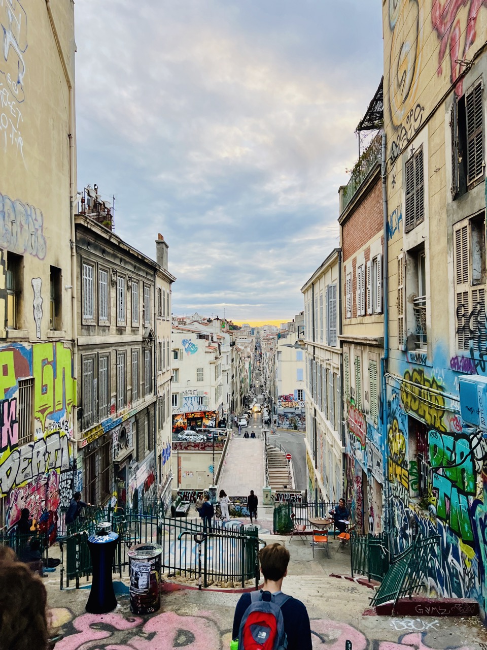 Returning from dinner at Le Cours Julien, Marseille.