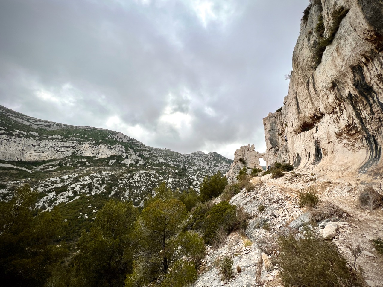 A view of the Roche Percée crag.
