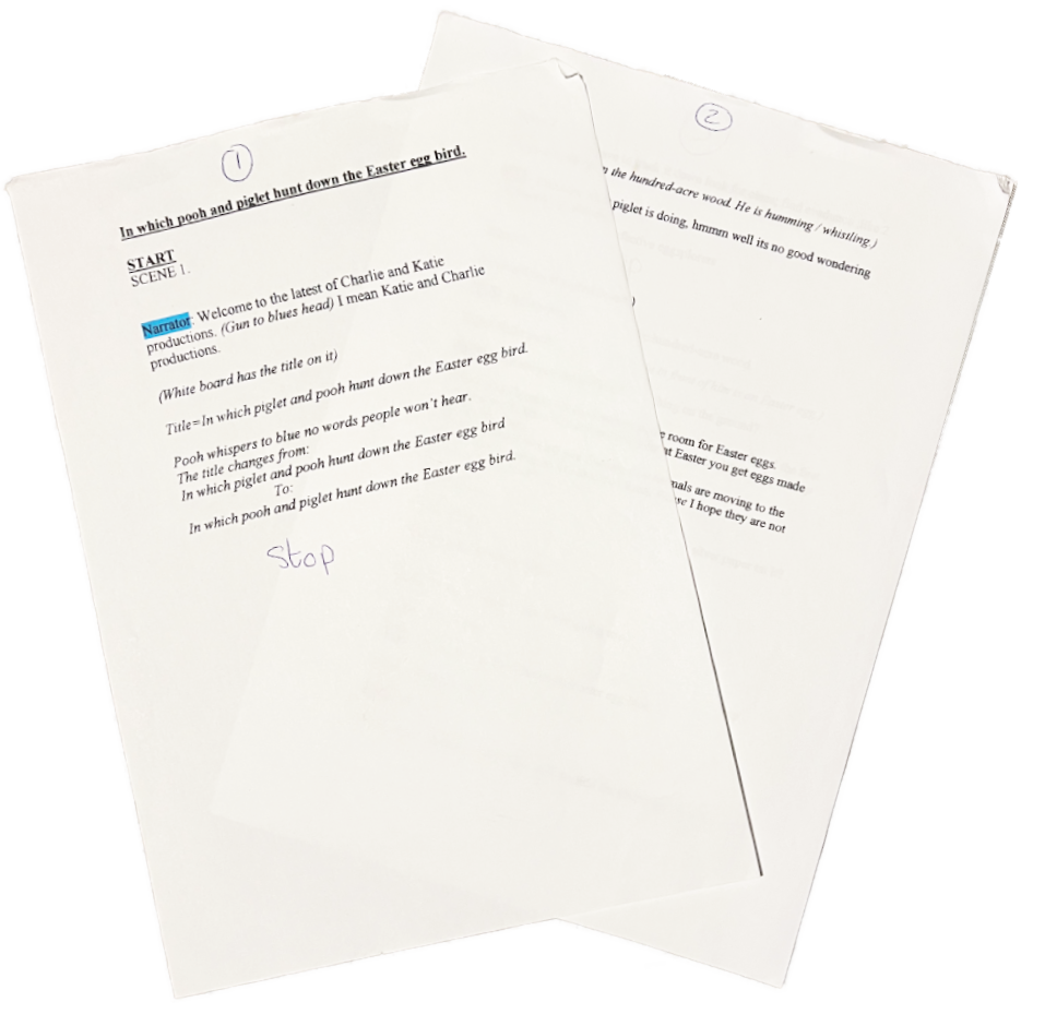 Winnie the Pooh and Piglet home-made film festival script